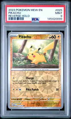 2023 POKEMON MEW EN-151 REVERSE HOLO #025 PIKACHU PSA 9 - Image 1