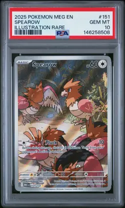 2025 POKEMON MEG EN-MEGA EVOLUTION ILLUSTRATION RARE #151 SPEAROW PSA 10 - Image 1