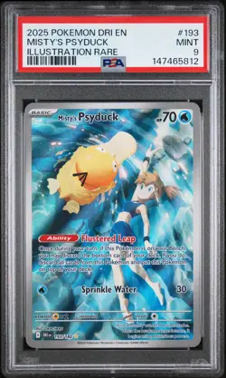 2025 POKEMON DRI EN-DESTINED RIVALS ILLUSTRATION RARE #193 MISTY'S PSYDUCK PSA 9 - Image 1