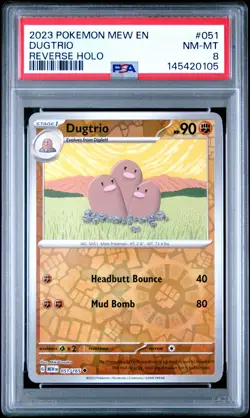 2023 POKEMON MEW EN-151 REVERSE HOLO #051 DUGTRIO PSA 8 - Image 1