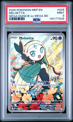 2025 POKEMON MEP PROMO MEGA BATTLE DECK #026 MELOETTA PSA 9 - Image 1