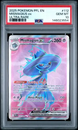 2025 POKEMON PFL EN-PHANTASMAL FLAMES ULTRA RARE #112 MISMAGIUS EX PSA 10 - Image 1