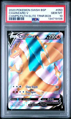 2020 POKEMON SWSH PROMO CHAMPION'S PATH ETB #050 CHARIZARD V PSA 10 - Image 1