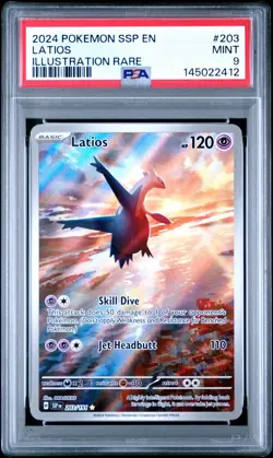 2024 Pokemon Surging Sparks SSP En Latios Illustration Rare #203 PSA 9 Mint - Image 1