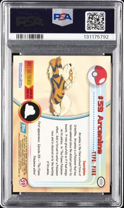 1999 TOPPS POKEMON TV #59 ARCANINE PSA 8 - Image 2