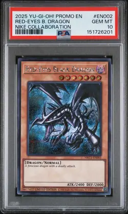 2025 YU-GI-OH! NIKE COLLABORATION PROMO #EN002 RED-EYES BLACK DRAGON PSA 10 - Image 1