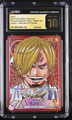 ✨ CGC 10 Pristine One Piece Sanji L Alternate Art PRB01-001 Premium Booster jpn - Image 1