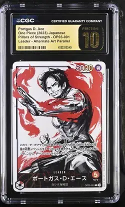 ✨ CGC 10 Pristine One Piece Portgas D. Ace OP03-001 Pillars of Strength Alt Art - Image 1