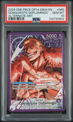 2026 ONE PIECE THE AZURE SEA'S SEVEN ALT ART #060 DONQUIXOTE DOFLAMINGO PSA 10 - Image 1