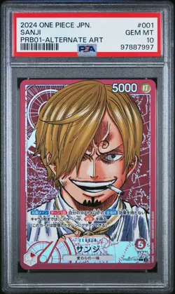 2024 ONE PIECE JAPANESE PRB01-PREMIUM BOOSTER ALTERNATE ART SANJI #001 PSA 10 - Image 1
