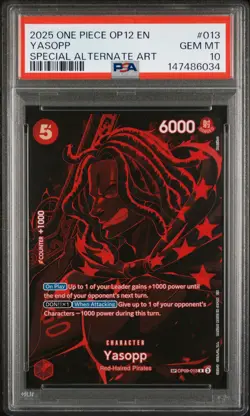 2025 ONE PIECE OP12-LEGACY OF THE MASTER SPECIAL ALTERNATE ART YASOPP PSA 10 - Image 1