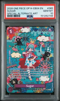 2026 ONE PIECE THE AZURE SEA'S SEVEN SPECIAL ALT ART #065 SUGAR PSA 10 - Image 1