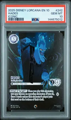 2025 DISNEY LORCANA WHISPERS IN THE WELL ICONIC HADES LOOKING FOR A DEAL PSA 10 - Image 1