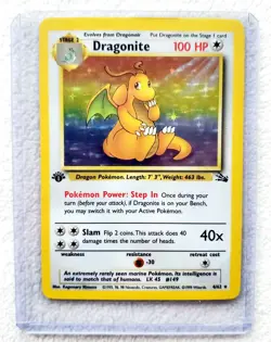 1999 Pokemon TCG DRAGONITE Fossil 1st Edition Holo Rare WOTC Card 4/62 D1 - Image 2