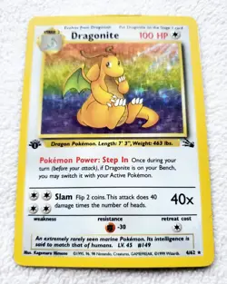 1999 Pokemon TCG DRAGONITE Fossil 1st Edition Holo Rare WOTC Card 4/62 D1 - Image 4