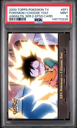 2000 TOPPS POKEMON TV ANIMATION SER 2 EPISODE CARDS POKEMON-I CHOOSE YOU! PSA 9 - Image 1