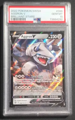 Pokemon Brilliant Stars Aggron V 096/172 Ultra Rare Holo PSA 10 2022 Card - Image 1