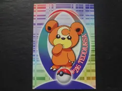 2001 Topps Pokemon Johto Series 1 Sticker #50 #213 Teddiursa TV Animation Chase - Image 1