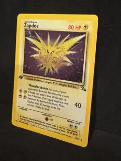 1999 Pokemon TCG Zapdos Fossil Holo Card 15/62 1st Edition Rare - Image 2