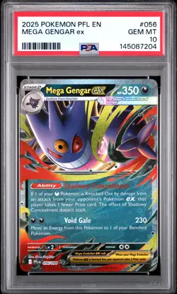 2025 POKEMON PFL EN-PHANTASMAL FLAMES #056 MEGA GENGAR EX PSA 10 - Image 1