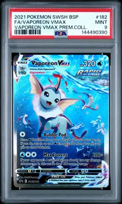2021 POKEMON SWSH BLACK STAR PROMO #182 FULL ART/VAPOREON VMAX PSA 9 - Image 1