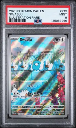 Pokemon 2023 Swablu 213/182 Full Art Illustration Rare Paradox Rift PSA 9 - Image 1