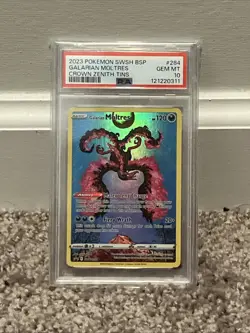 PSA 10 MOLTRES SWSH284 BLACK STAR PROMO CROWN ZENITH TIN POKEMON GEM MINT - Image 1