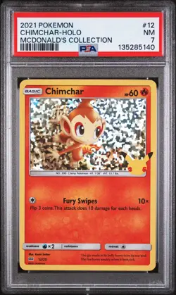 2021 POKEMON MCDONALD'S COLL #12 CHIMCHAR-HOLO PSA 7 - Image 1