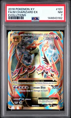 2016 POKEMON XY EVOLUTIONS #101 FULL ART/M CHARIZARD EX PSA 7 - Image 1