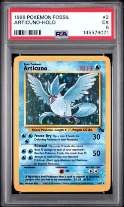 1999 POKEMON FOSSIL #2 ARTICUNO-HOLO PSA 5 - Image 1