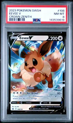 2023 POKEMON SWORD & SHIELD CROWN ZENITH #108 EEVEE V PSA 8 - Image 1