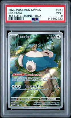 2023 POKEMON SVP EN-SV BLACK STAR PROMO 151 ELITE TRAINER BOX #051 SNORLAX PSA 9 - Image 1