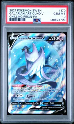 2021 POKEMON SWORD & SHIELD CHILLING REIGN FULL ART/GALARIAN ARTICUNO V PSA 10 - Image 1