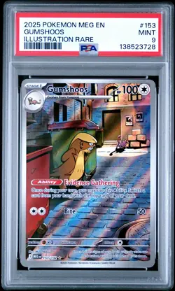 2025 POKEMON MEG EN-MEGA EVOLUTION ILLUSTRATION RARE #153 GUMSHOOS PSA 9 - Image 1