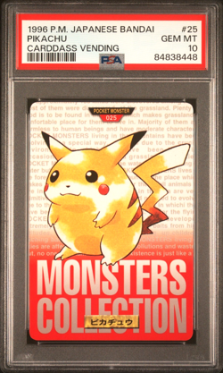 1996 Bandai Carddass Red #25 PIKACHU PSA 10 - Japanese Pokemon Card - Image 1