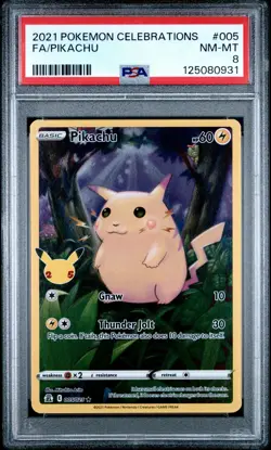 2021 POKEMON CELEBRATIONS #005 FULL ART/PIKACHU PSA 8 - Image 1