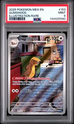 2025 POKEMON MEG EN-MEGA EVOLUTION ILLUSTRATION RARE #153 GUMSHOOS PSA 9 - Image 1