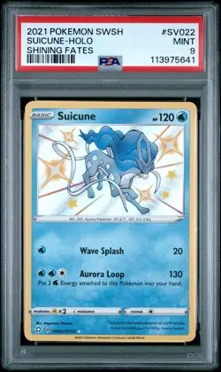2021 POKEMON SWORD & SHIELD SHINING FATES #SV022 SUICUNE-HOLO PSA 9 - Image 1