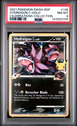 2021 POKEMON SWSH PROMO CELEBRATIONS COLLECTION #138 HYDREIGON C-HOLO PSA 8 - Image 1