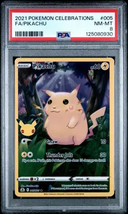 2021 POKEMON CELEBRATIONS #005 FULL ART/PIKACHU PSA 8 - Image 1