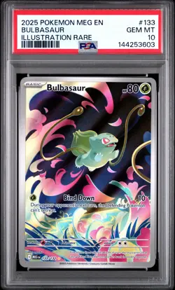 2025 POKEMON MEG EN-MEGA EVOLUTION ILLUSTRATION RARE #133 BULBASAUR PSA 10 - Image 1