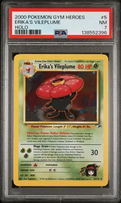 2000 POKEMON GYM HEROES HOLO #5 ERIKA'S VILEPLUME PSA 7 - Image 1
