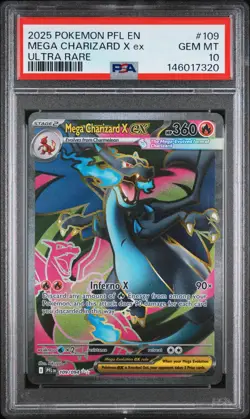 2025 POKEMON PFL EN-PHANTASMAL FLAMES ULTRA RARE #109 MEGA CHARIZARD X EX PSA 10 - Image 1