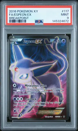 2016 POKEMON XY BREAKPOINT #117 FULL ART/ESPEON EX PSA 9 - Image 1