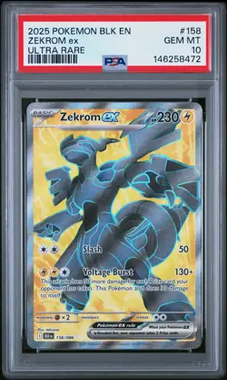 2025 POKEMON BLK EN-BLACK BOLT ULTRA RARE #158 ZEKROM EX PSA 10 - Image 1