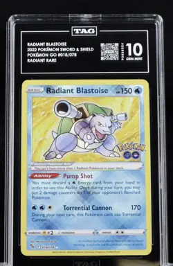 Pokemon Radiant Blastoise Pokemon GO Holo TAG 10 Radiant Rare #018/078 - Image 1