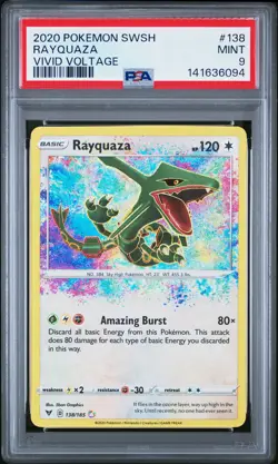 2020 POKEMON SWORD & SHIELD VIVID VOLTAGE #138 RAYQUAZA PSA 9 - Image 1