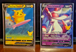 Lot of 2 Pokemon V Promo Holo - Surfing Pikachu & Dark Sylveon - Image 1