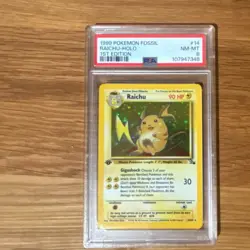 Pokemon Raichu 14/62 Fossil 1st Edition Holo Rare PSA 1999 English - Image 1