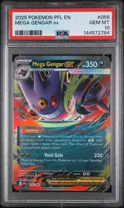 2025 POKEMON PFL EN-PHANTASMAL FLAMES #056 MEGA GENGAR EX PSA 10 - Image 1